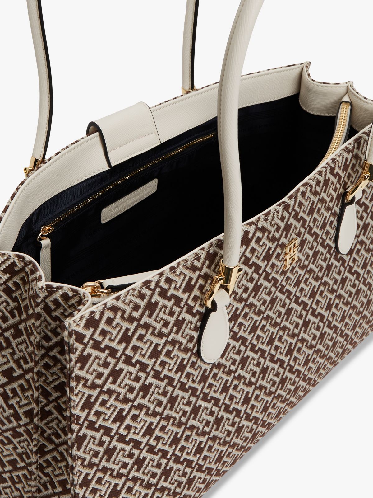 Jacquard Monogram Satchel Bag — Neutral Mono
