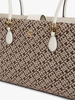 Женские сумки Tommy Hilfiger Jacquard Monogram Satchel Bag — фото 5