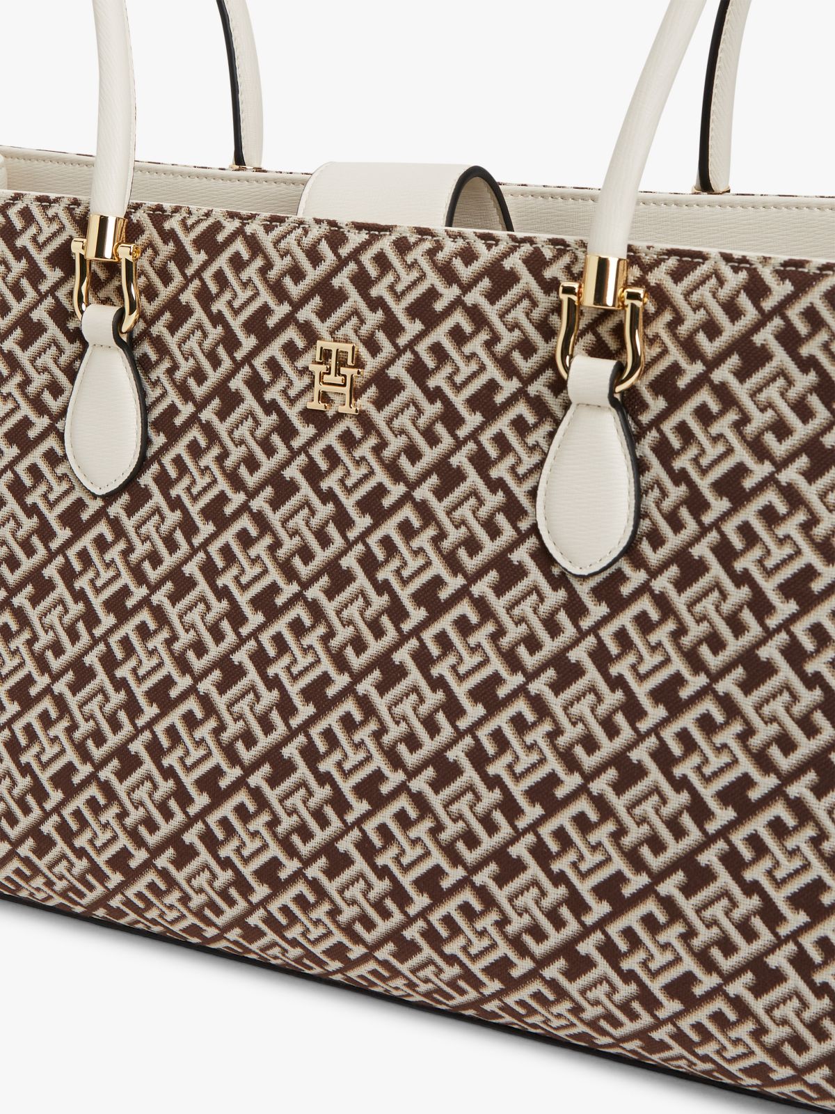 Jacquard Monogram Satchel Bag — Neutral Mono