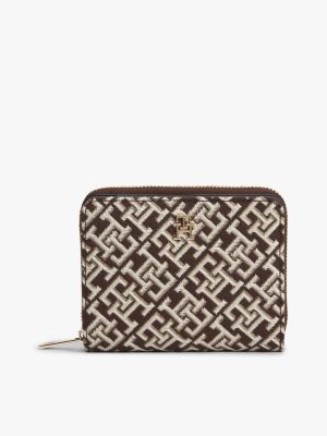 Jacquard Monogram Medium Zip Wallet, Neutral Mono