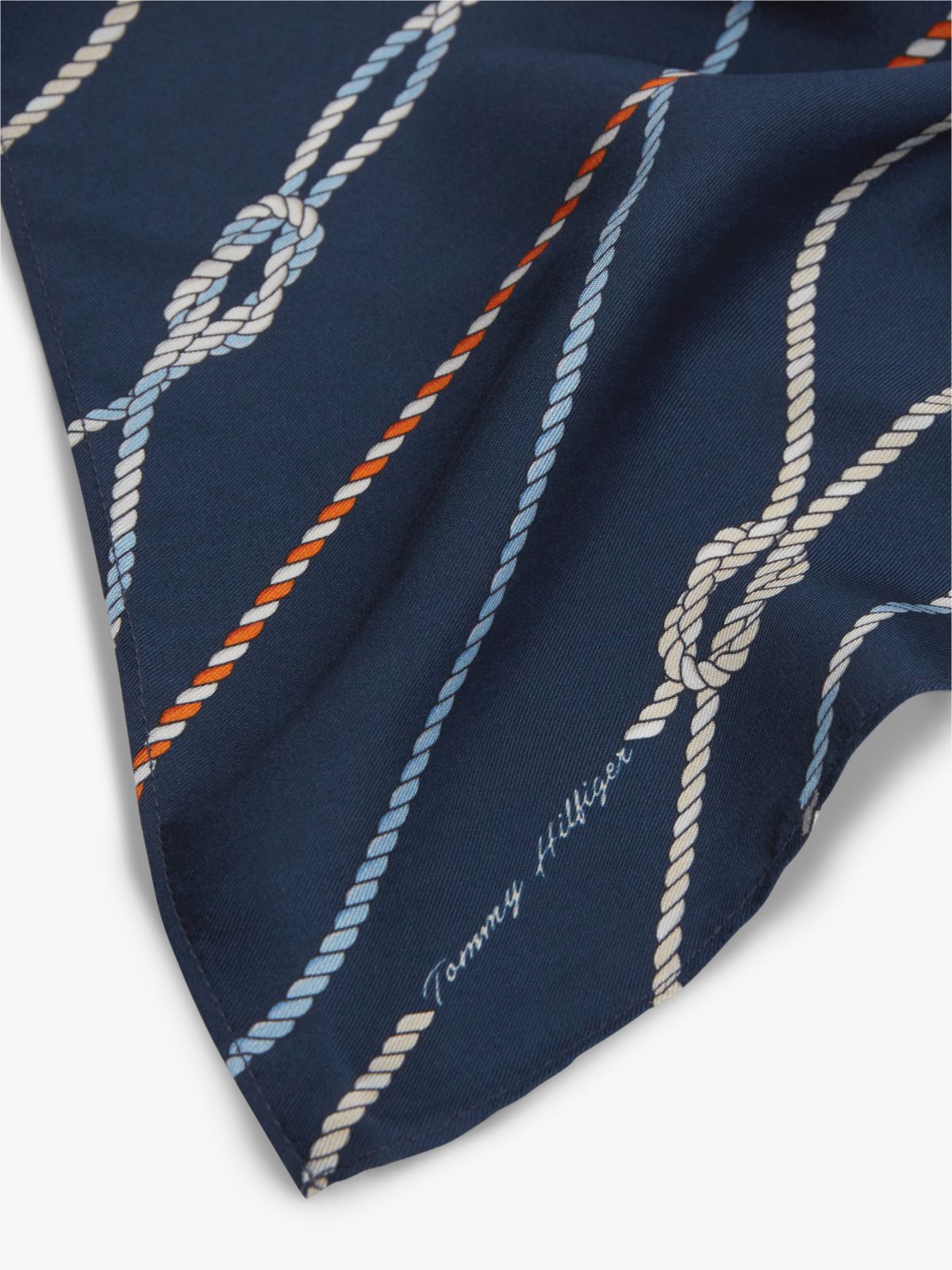 Nautical Rope Print Silk Scarf — Yale Navy