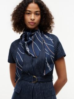 Nautical Rope Print Silk Scarf — Yale Navy 4
