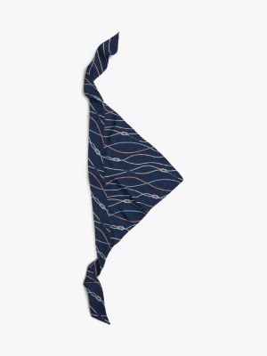 Nautical Rope Print Silk Scarf, Yale Navy