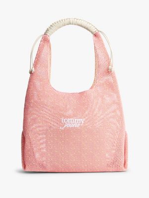 Tommy Jeans Slouchy Crochet Shoulder Bag, Pink Lilac Mix
