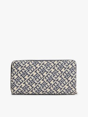 Женский кошелёк Tommy Hilfiger Monogram Jacquard Large Zip Wallet, цвет: Синий — фото 2