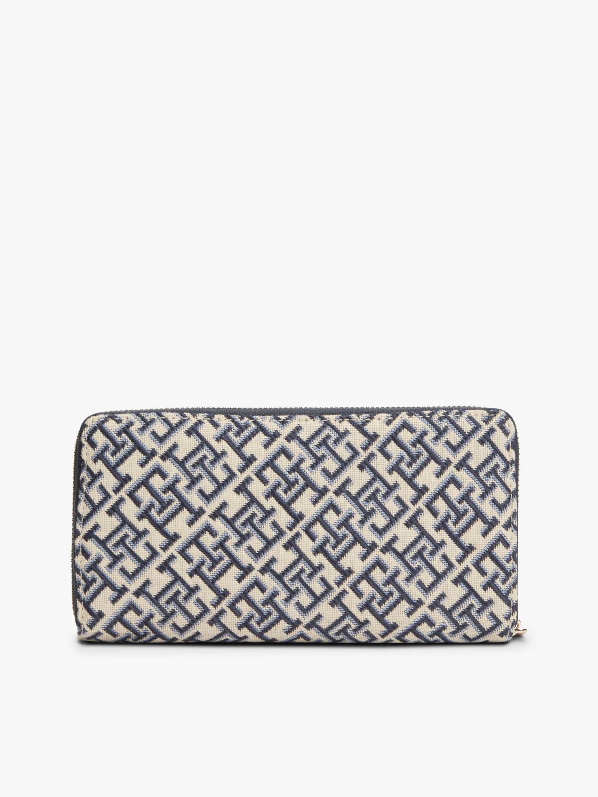 Monogram Jacquard Large Zip Wallet — Blue Mono