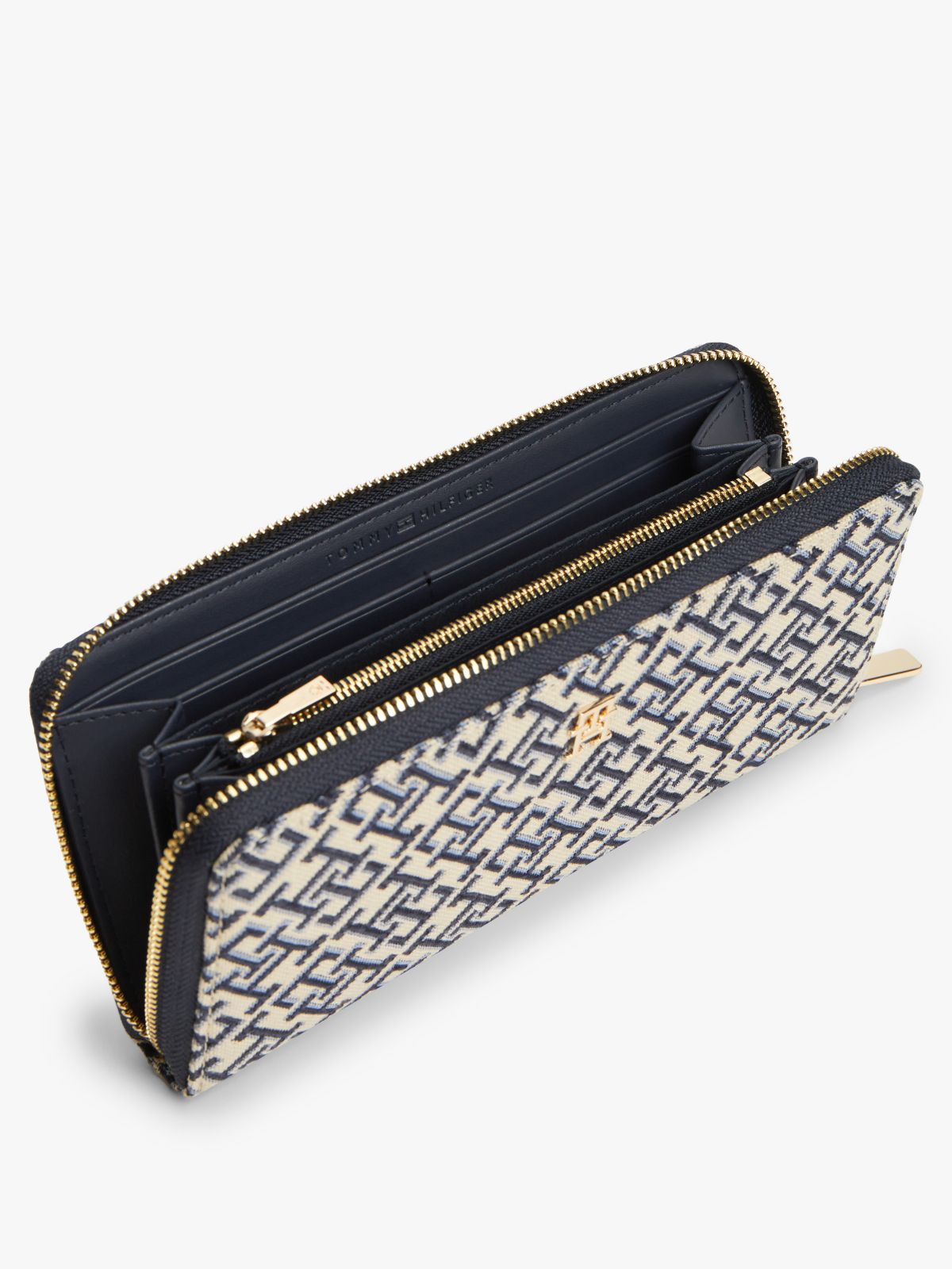 Monogram Jacquard Large Zip Wallet — Blue Mono