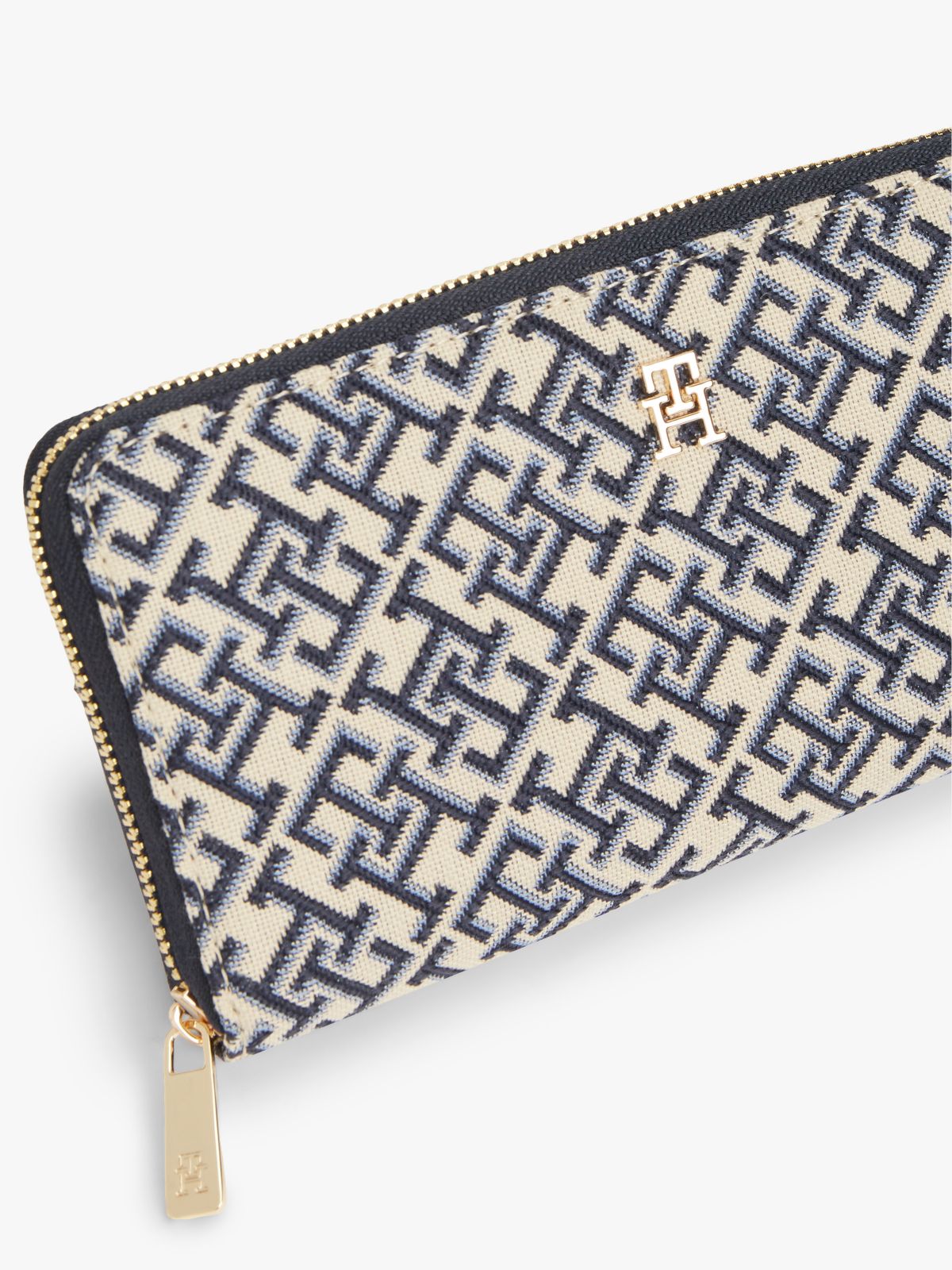Monogram Jacquard Large Zip Wallet — Blue Mono