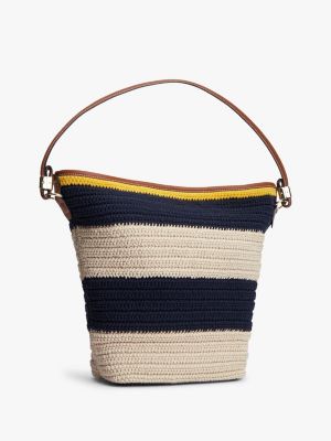 Женские сумки Tommy Hilfiger Nautical Striped Crochet Bucket Bag — фото 3