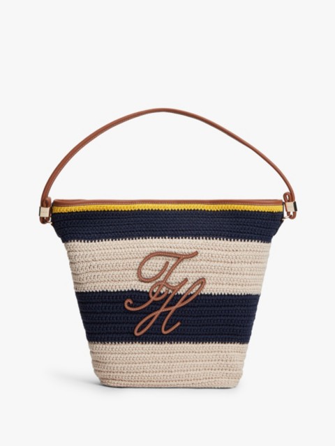 Женские сумки Tommy Hilfiger Nautical Striped Crochet Bucket Bag