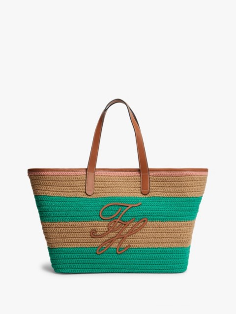Женские сумки Tommy Hilfiger Nautical Striped Crochet Tote Bag