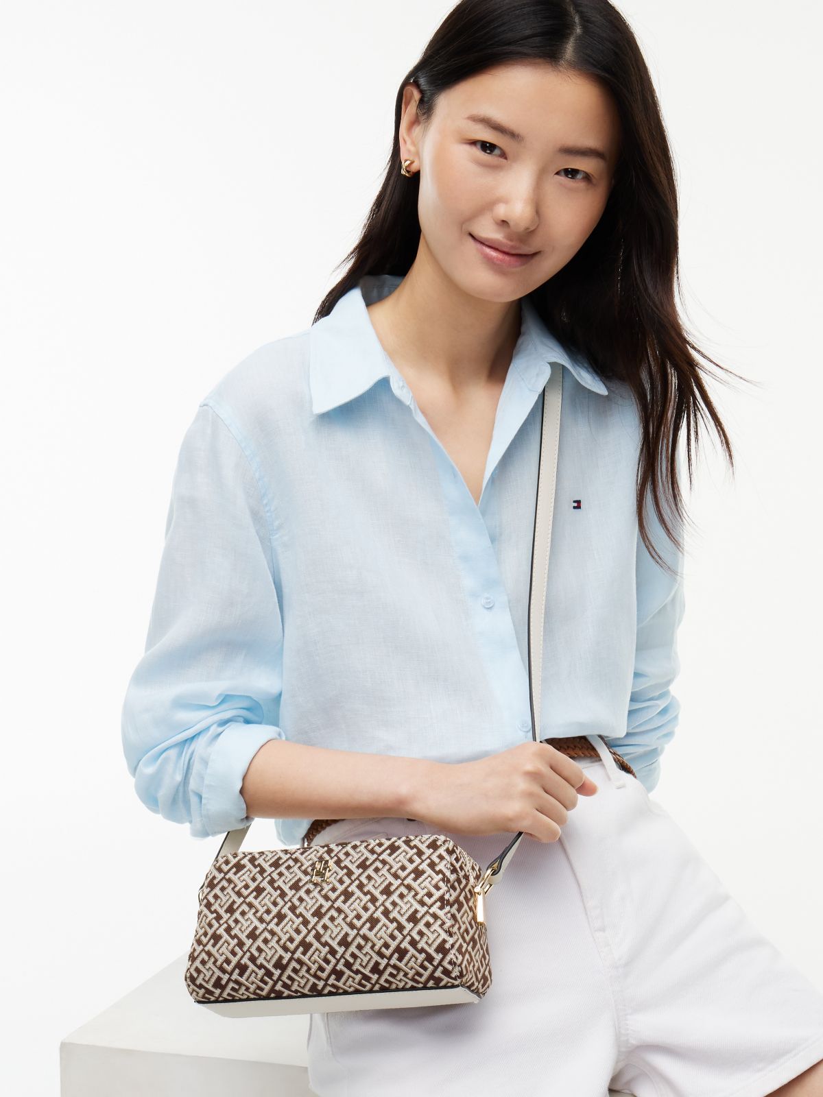 Jacquard Monogram Crossbody Bag — Neutral Mono