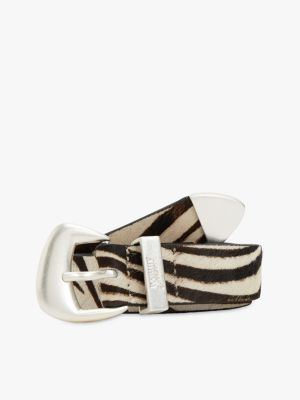Tommy Jeans Zebra-Print Calf Hair Belt, Newsprint