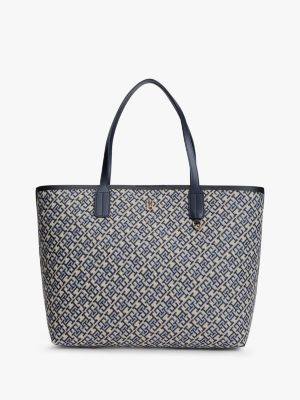Jacquard Monogram Tote Bag, Blue Mono
