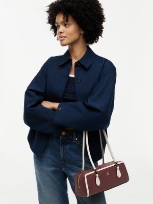 Женская сумка Tommy Hilfiger Monogram East-West Shoulder, цвет: Бархатный тёмно-бордовый — фото 2