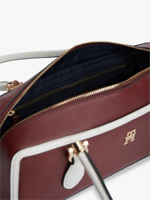 Женская сумка Tommy Hilfiger Monogram East-West Shoulder, цвет: Бархатный тёмно-бордовый — фото 4