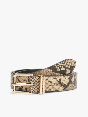 Snake-Embossed Leather Belt, Snake