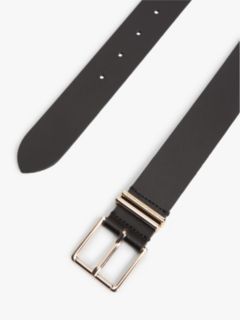 Square Buckle Leather Belt — Black 2