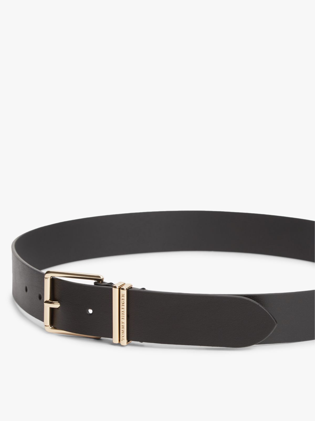 Square Buckle Leather Belt — Black