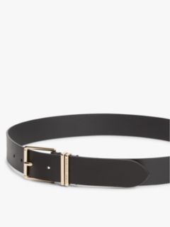Square Buckle Leather Belt — Black 3