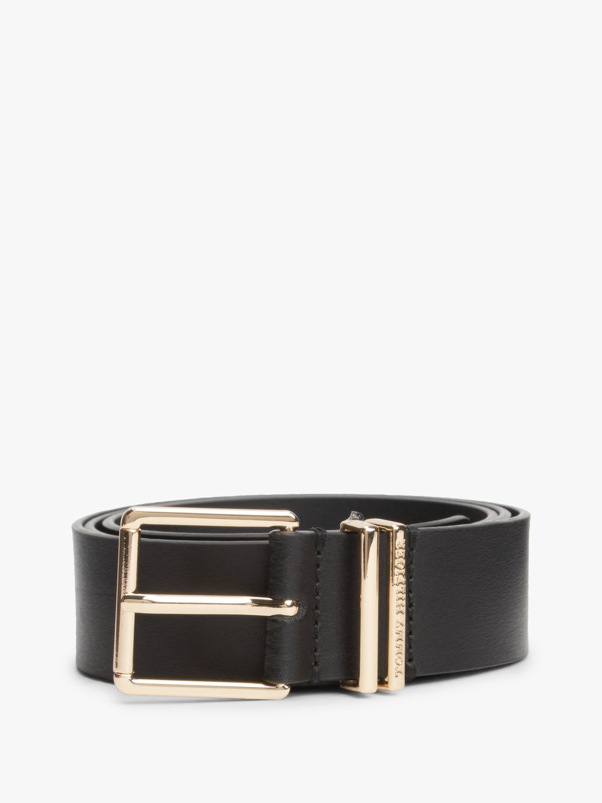 Square Buckle Leather Belt — Black