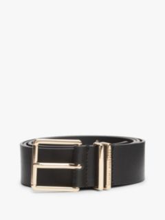Square Buckle Leather Belt — Black 4