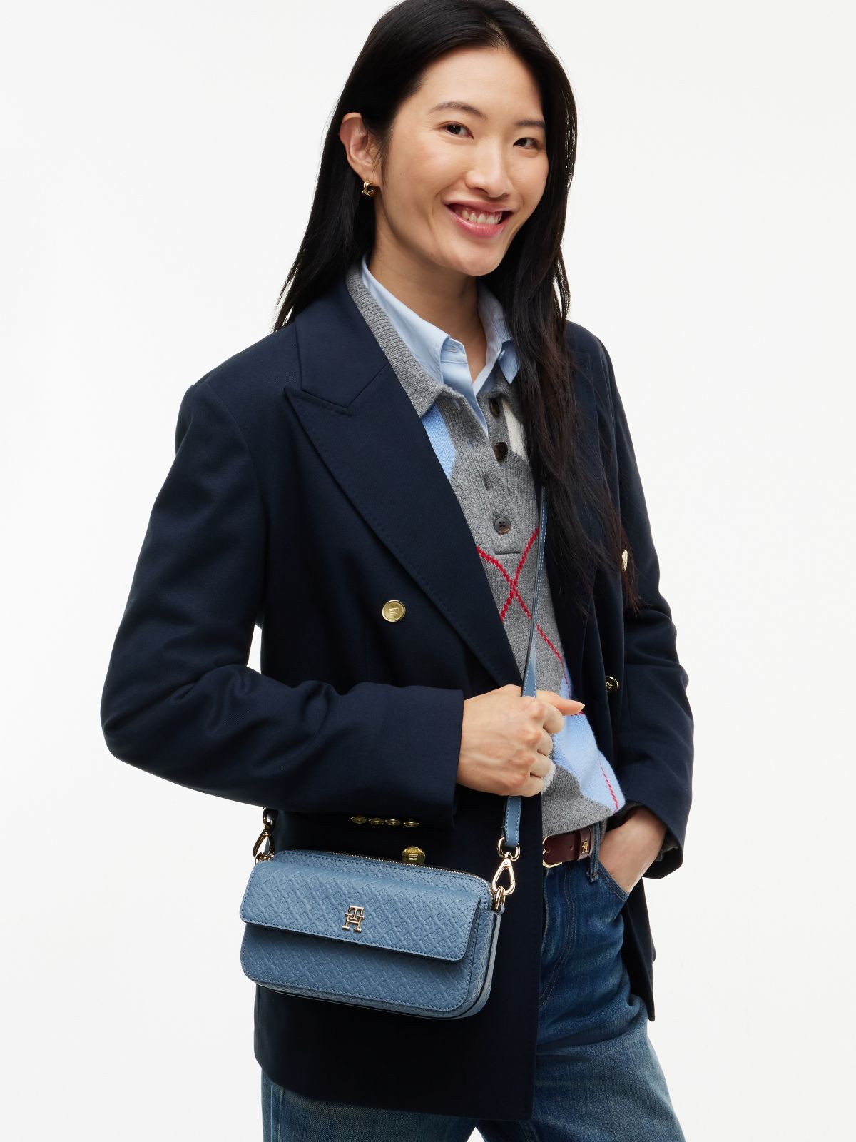 Allover Monogram Crossbody Bag — Misty Sky