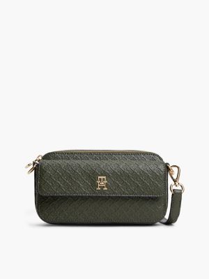 Allover Monogram Crossbody Bag, Dark Olive
