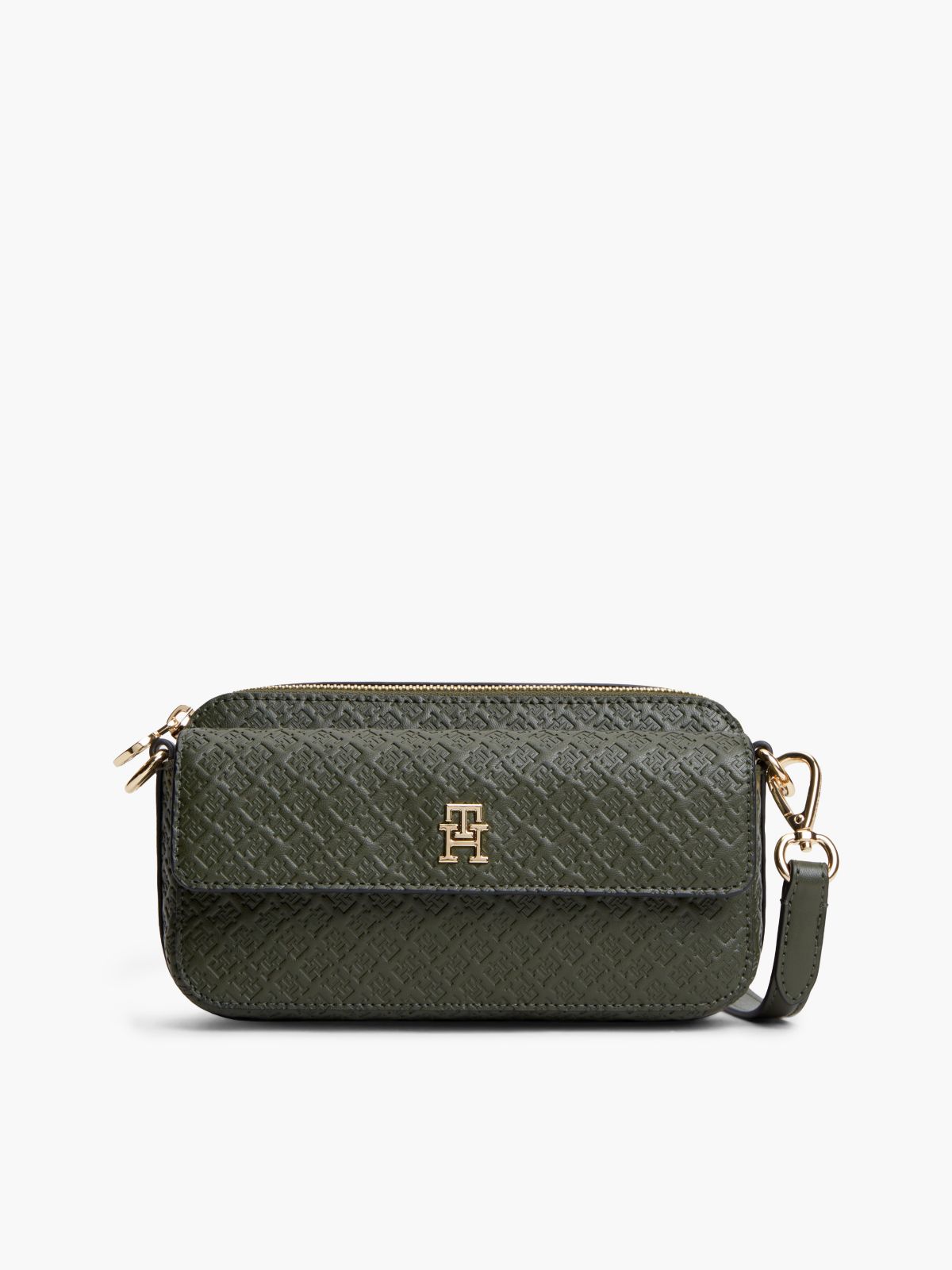 Allover Monogram Crossbody Bag — Dark Olive