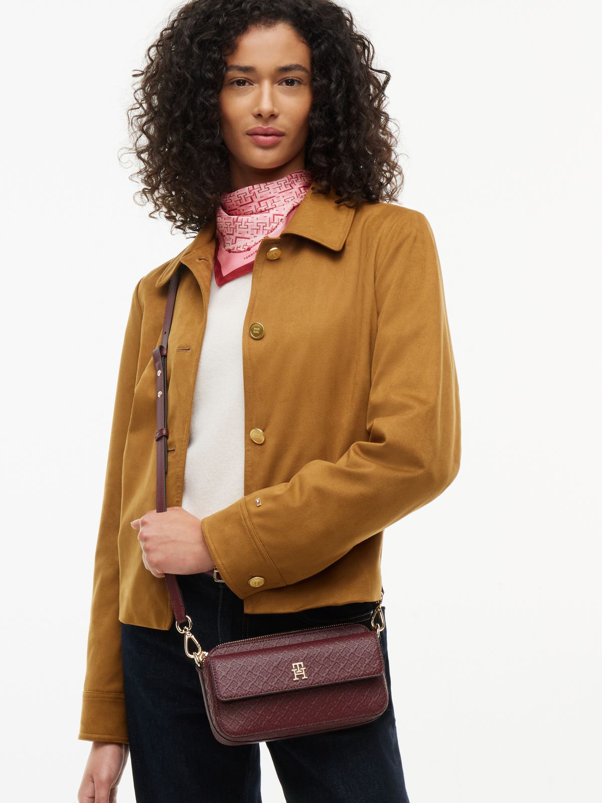Allover Monogram Crossbody Bag — Oxblood