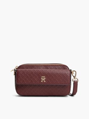 Allover Monogram Crossbody Bag, Oxblood