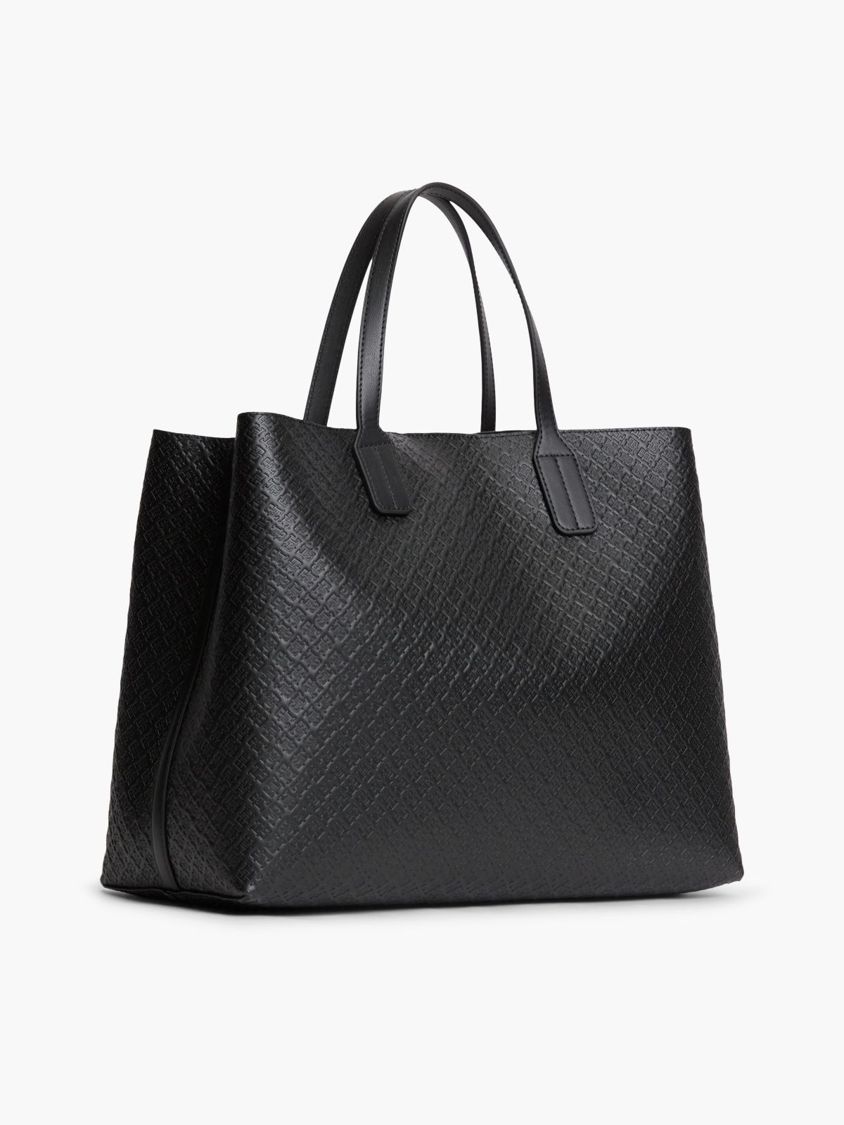 Allover Debossed Monogram Satchel Bag — Black