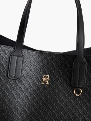 Женская сумка Tommy Hilfiger Allover Debossed Monogram Satchel, цвет: Чёрный — фото 5