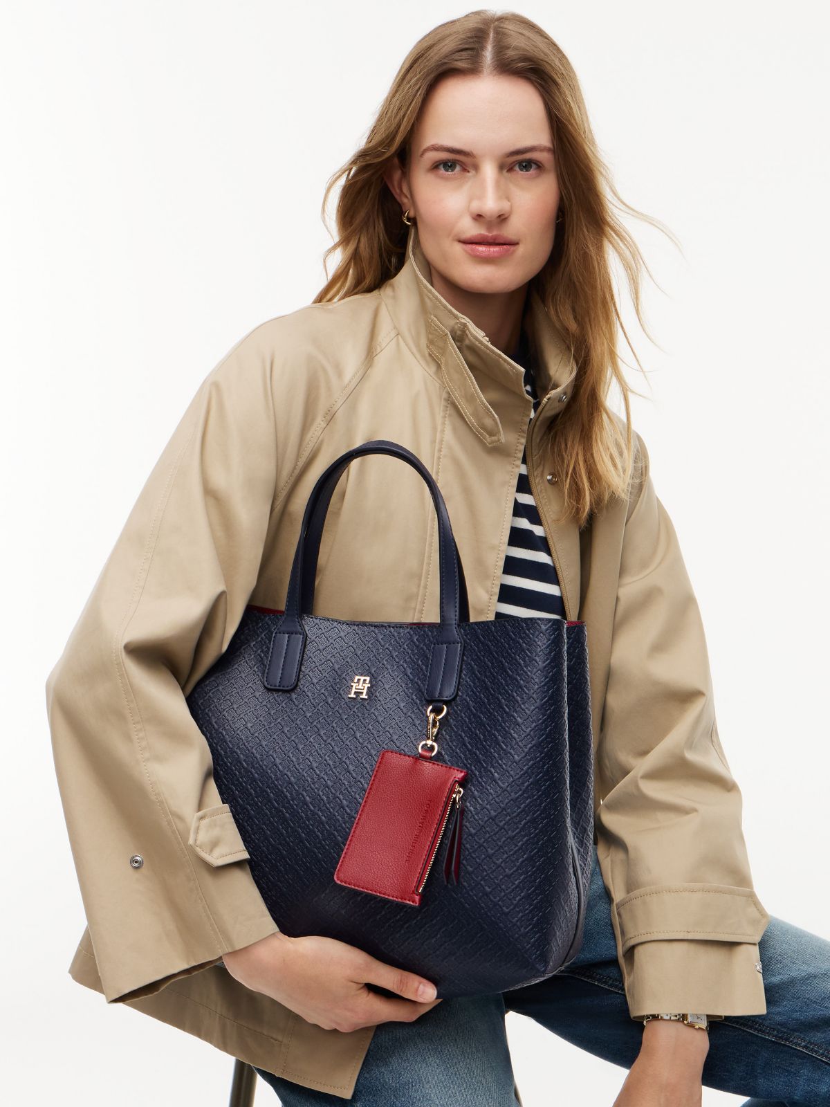 Allover Debossed Monogram Satchel Bag — Space Blue