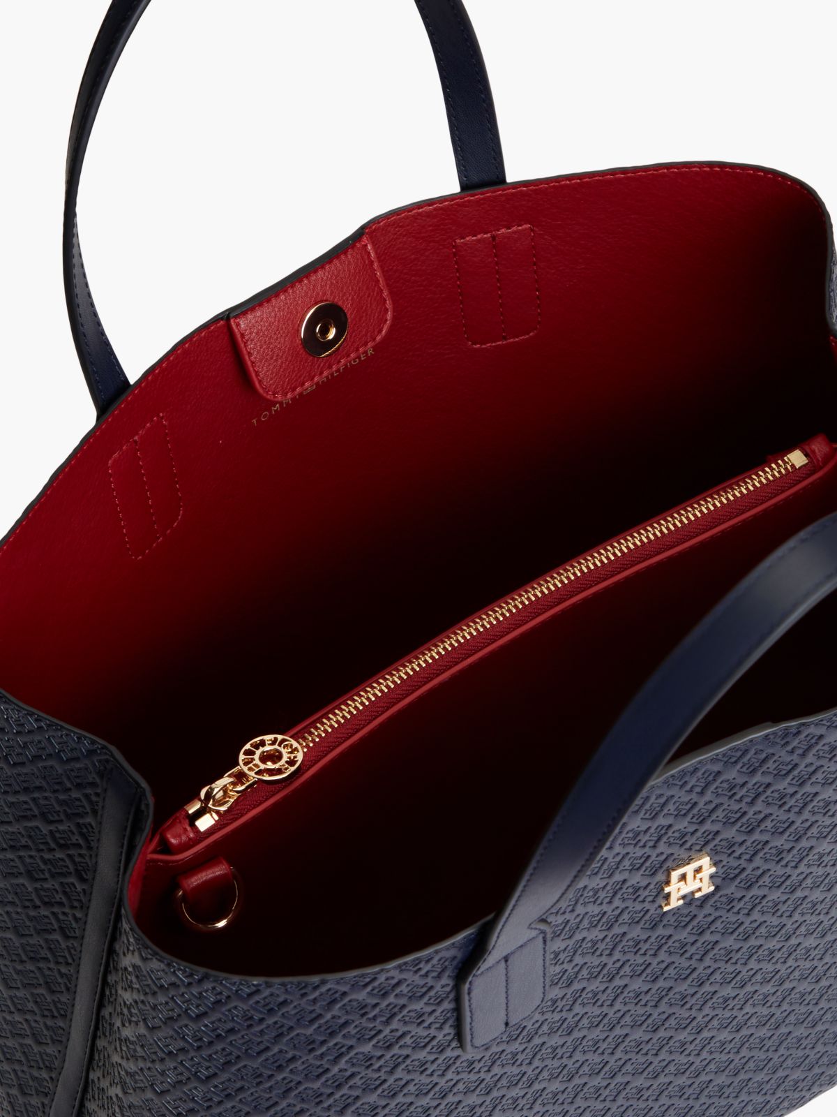Allover Debossed Monogram Satchel Bag — Space Blue