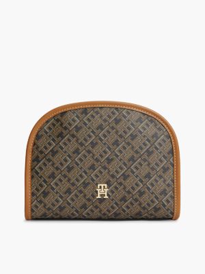 Женский несессер Tommy Hilfiger Allover Monogram Print Toiletry Bag, цвет: Чёрный