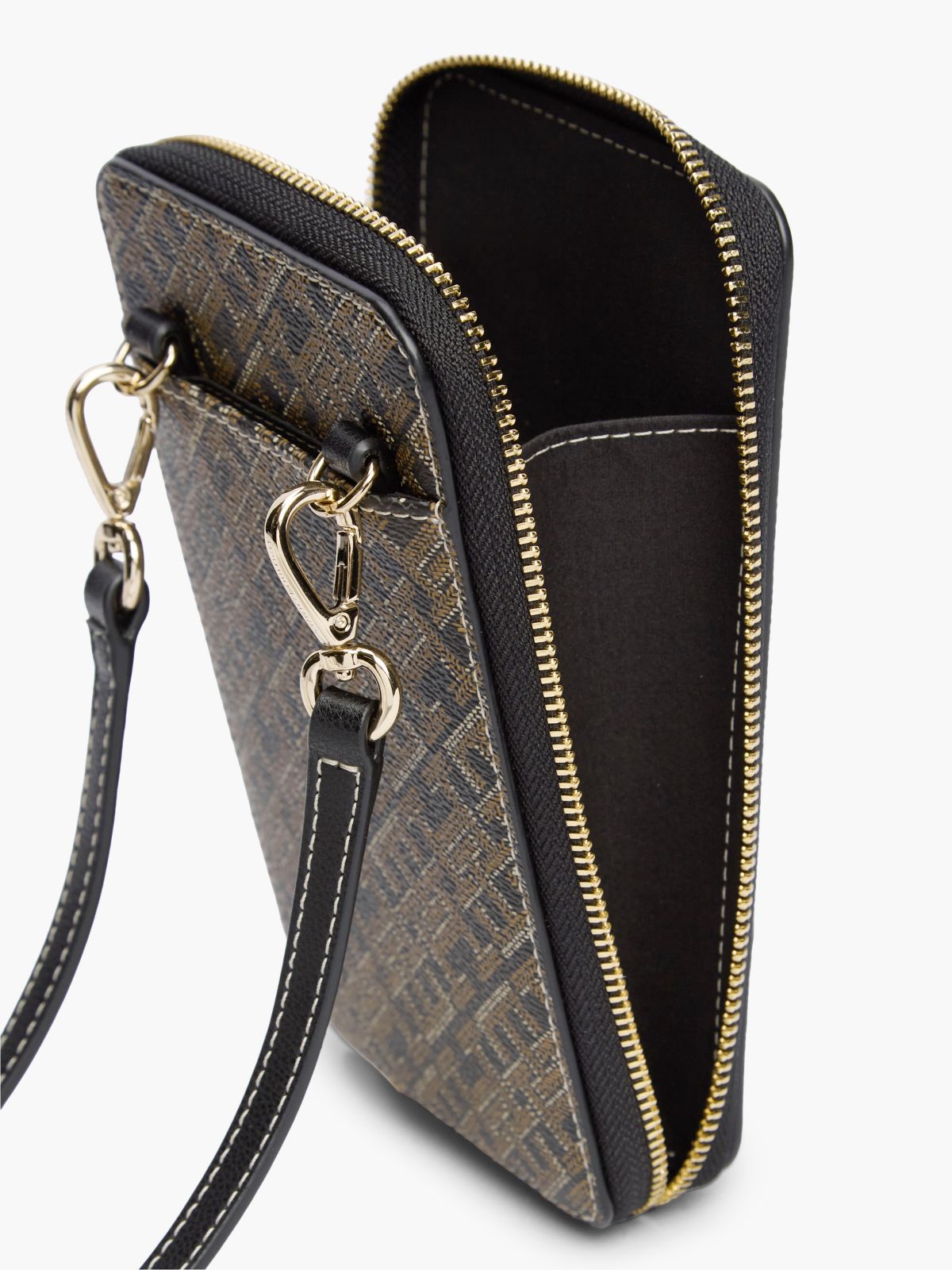Monogram Print Phone Wallet — Black Mix