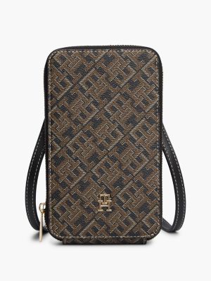 Monogram Print Phone Wallet, Black Mix
