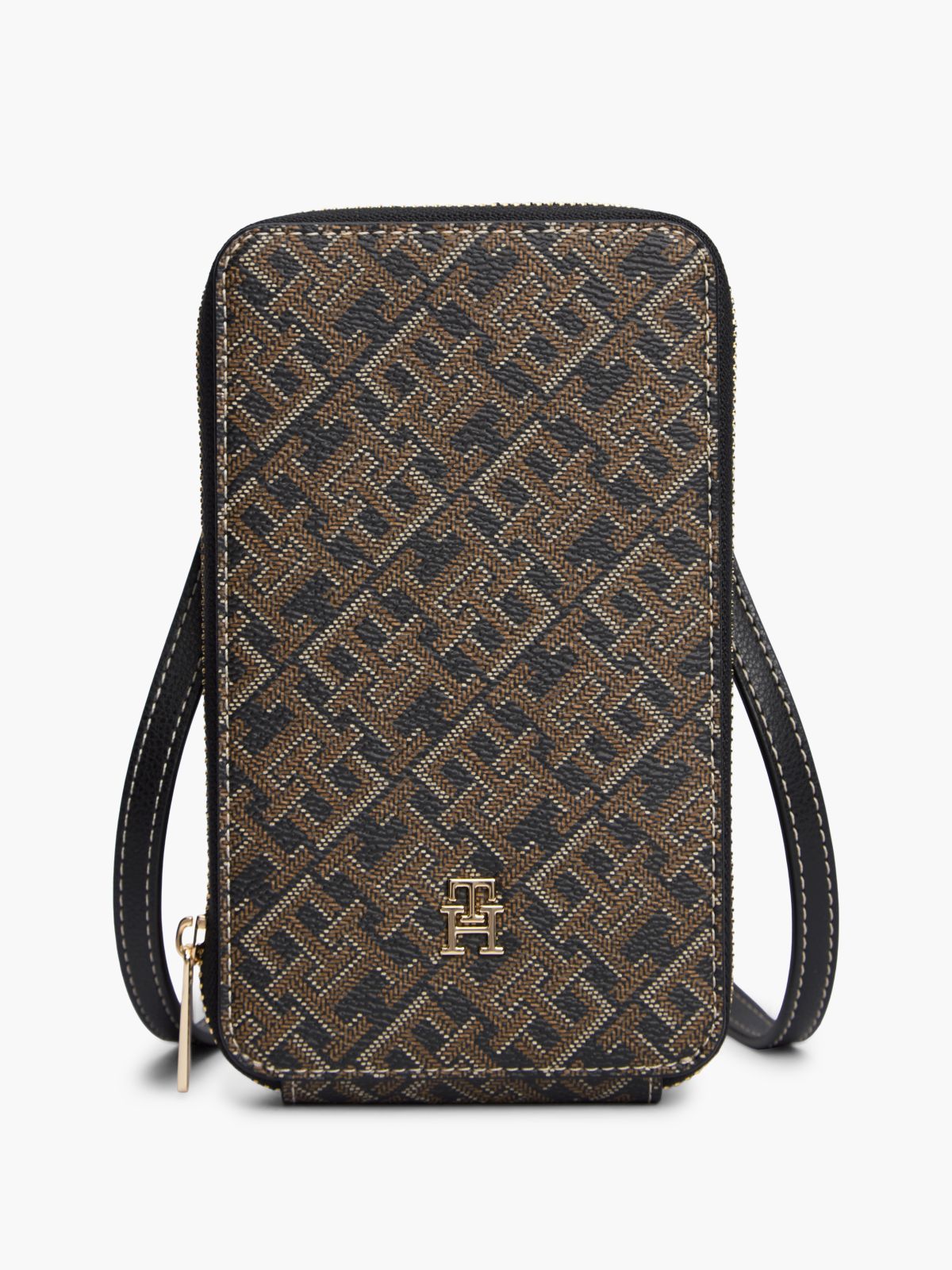 Monogram Print Phone Wallet — Black Mix