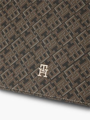 Женская сумка Tommy Hilfiger Allover Monogram Print Laptop Pouch, цвет: Чёрный — фото 4