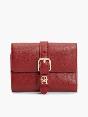 Женский кошелёк Tommy Hilfiger Buckle Monogram Trifold Wallet, цвет: Красный