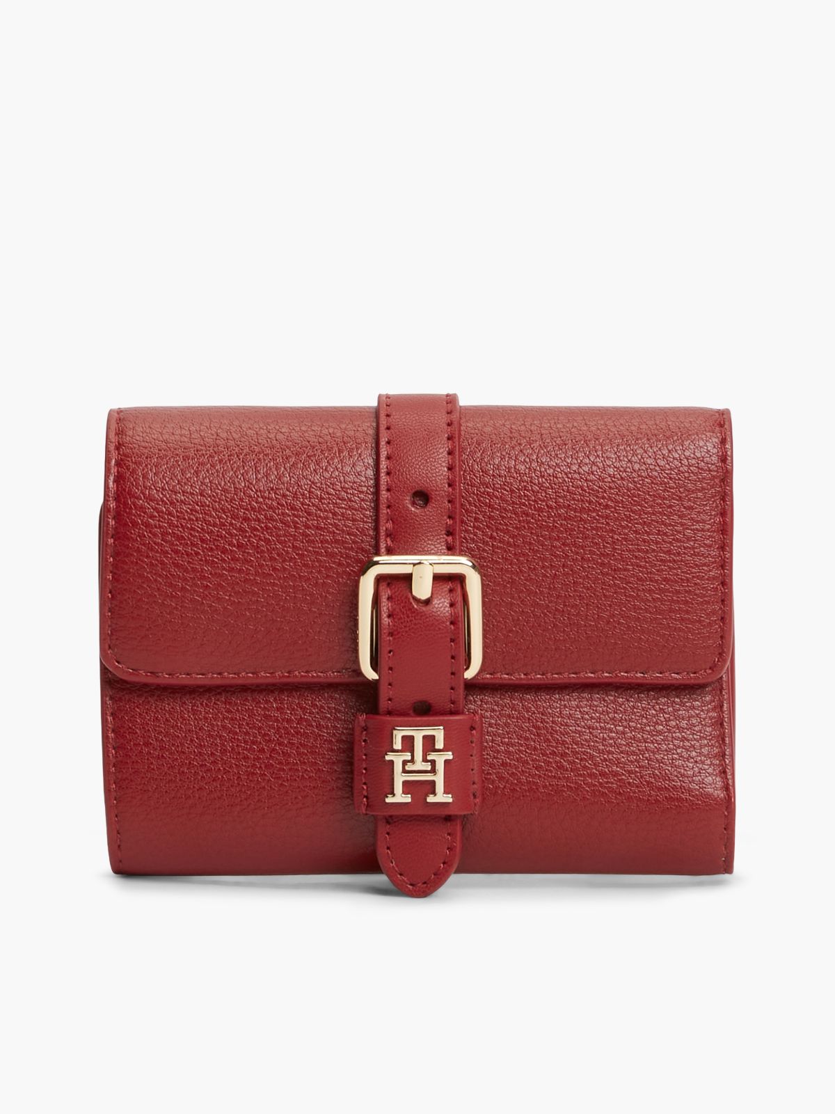 Buckle Monogram Trifold Wallet — Autumn Red