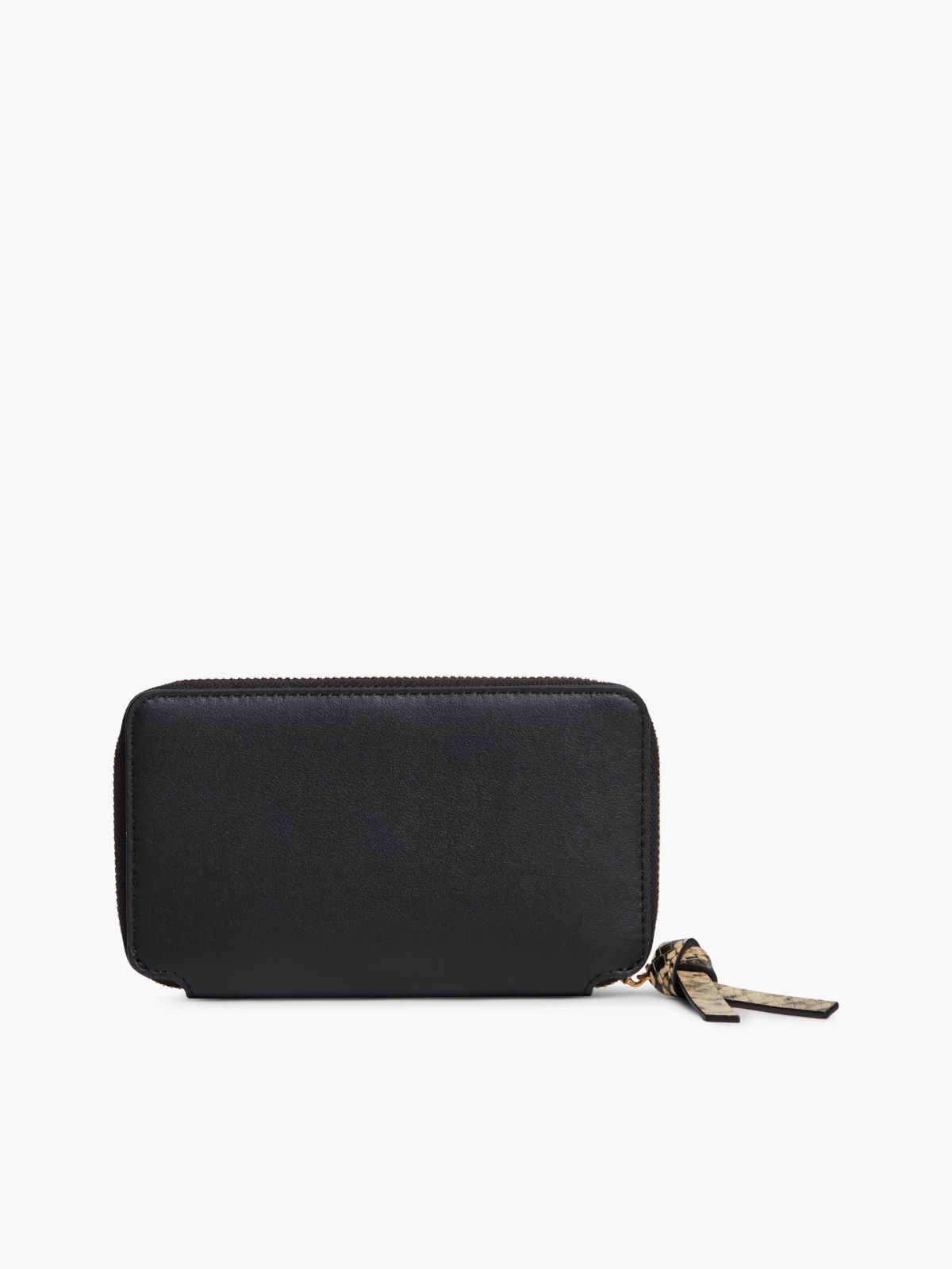 Smooth Leather Medium Zip Wallet — Black