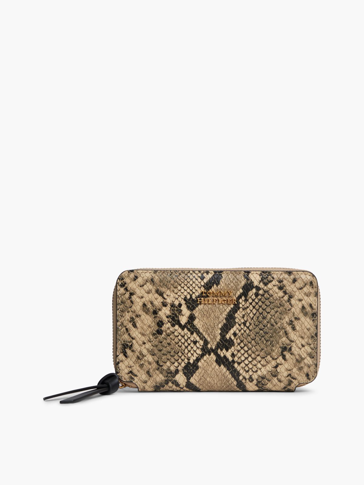 Snake-Embossed Leather Medium Zip Wallet — Snake Print