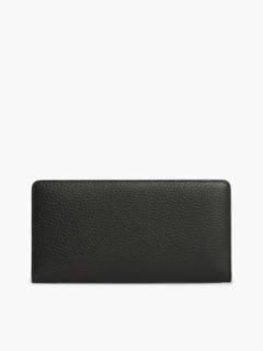 Pebbled Leather Long Bifold Wallet — Black 2