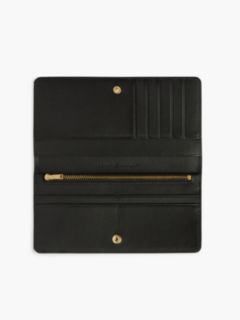Pebbled Leather Long Bifold Wallet — Black 3