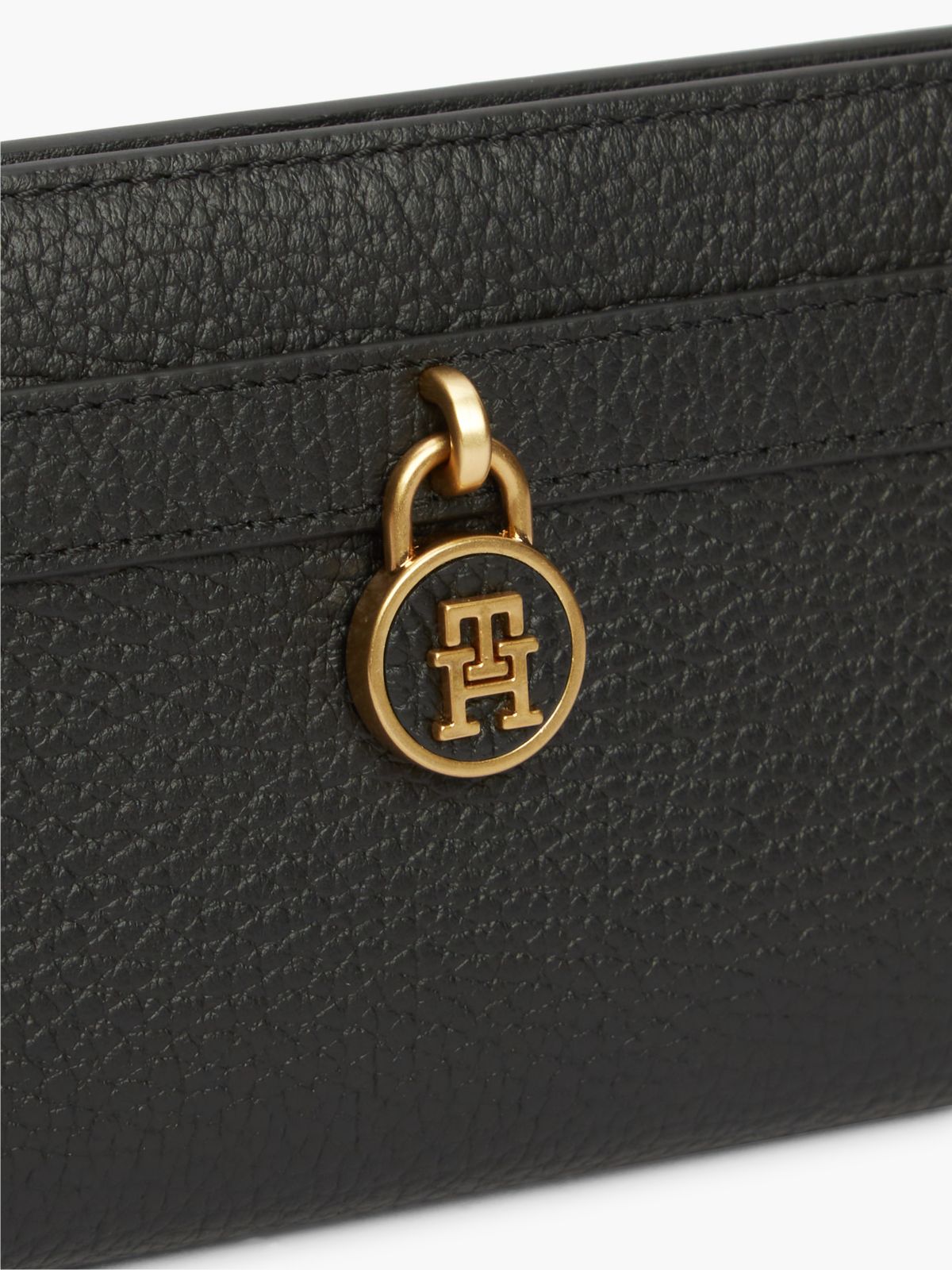 Pebbled Leather Long Bifold Wallet — Black