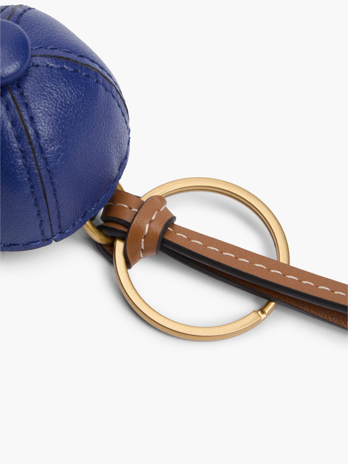 Leather Mini Baseball Cap Bag Charm — Blue