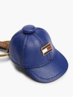 Leather Mini Baseball Cap Bag Charm — Blue 4