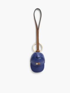 Leather Mini Baseball Cap Bag Charm — Blue 1